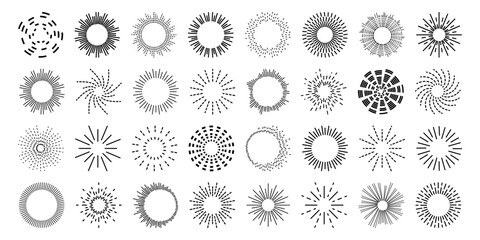 Set circular equalizer. Audio waves for music sounds. Abstract radial radio and voice volume symbol.