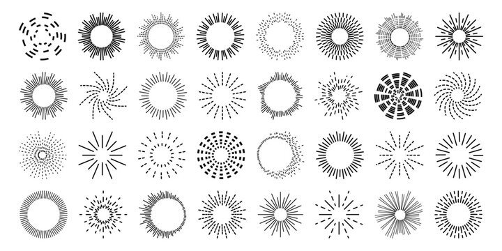 Set circular equalizer. Audio waves for music sounds. Abstract radial radio and voice volume symbol.