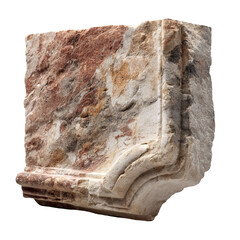 A beautifully aged architectural fragment with textured surface. transparent background