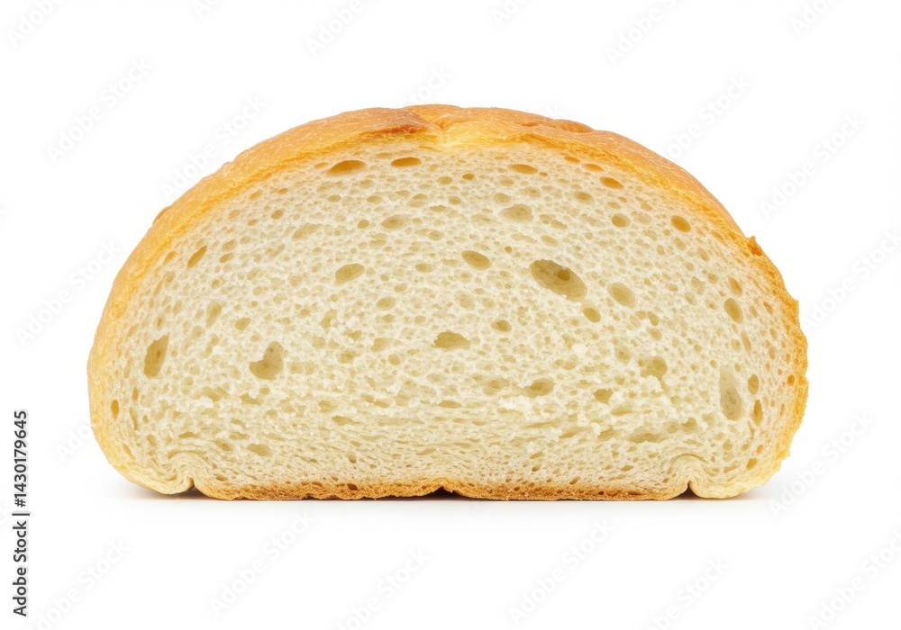 Aufkleber a cross section of a loaf of bread showing the texture and color of the inside on a white background