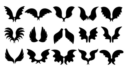 Naklejka premium set of wing silhouette vector on white background