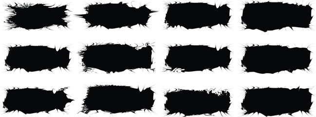 Broush Mega bundle of different ink painted lines,artistic.strokes:rectangle,square and round freehand design elements:waves,circles,triangles.Vector freehand drawings.Ink splatters,grungy Vector arti