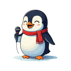 Cute Penguin Standing Cartoon Vector Icon Illustration Animal Nature Icon Isolated Flat Vector
