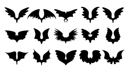 Fototapeta premium set of wing silhouette vector on white background