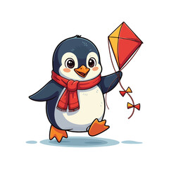 Obraz premium Cute Penguin Standing Cartoon Vector Icon Illustration Animal Nature Icon Isolated Flat Vector