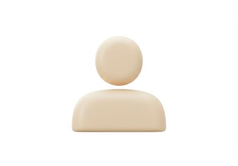 A minimalist rendering of a user icon with a round head and a rounded rectangular body shape on white