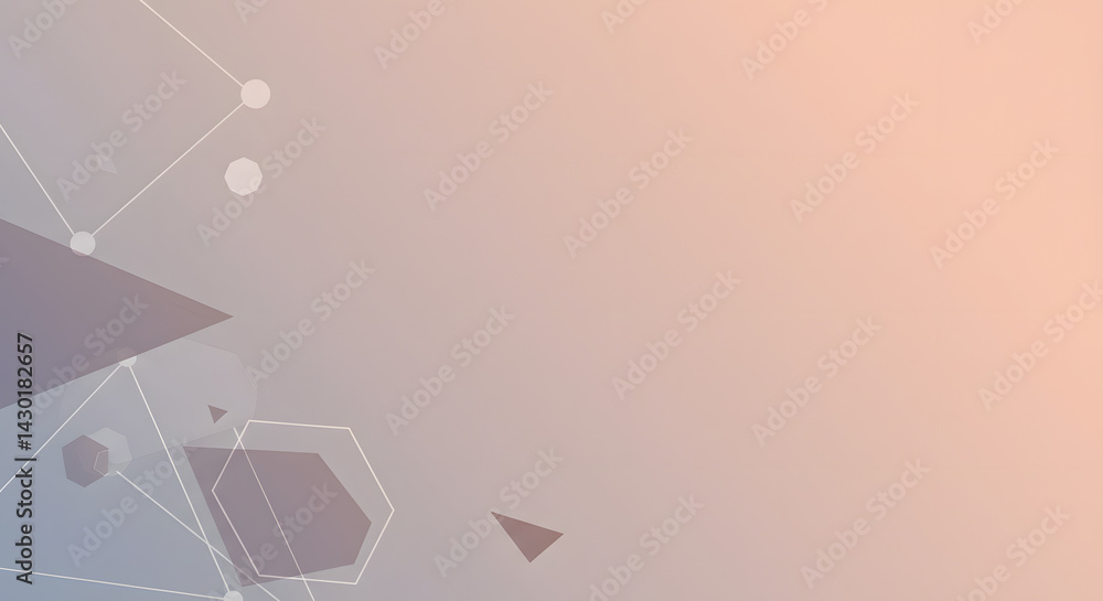 Poster geometric backdrop featuring diffused peach to blue gradient and polygon shapes