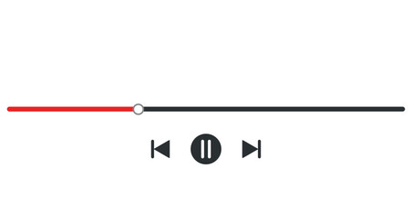 Flat icon of video player progress loading bar with time slider.
