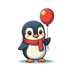 Cute Penguin Standing Cartoon Vector Icon Illustration Animal Nature Icon Isolated Flat Vector