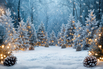Enchanted Winter Wonderland with Bokeh Lights