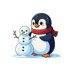 Cute Penguin Standing Cartoon Vector Icon Illustration Animal Nature Icon Isolated Flat Vector