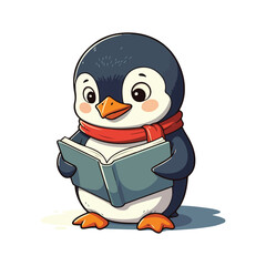 Cute Penguin Standing Cartoon Vector Icon Illustration Animal Nature Icon Isolated Flat Vector