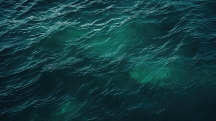 Obraz premium A top view of the water surface with ripples and waves against a dark green background, presented in a flat lay, top down perspective with no text or letters within the frame
