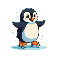 Cute Penguin Standing Cartoon Vector Icon Illustration Animal Nature Icon Isolated Flat Vector