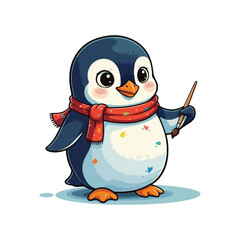 Cute Penguin Standing Cartoon Vector Icon Illustration Animal Nature Icon Isolated Flat Vector