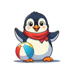 Cute Penguin Standing Cartoon Vector Icon Illustration Animal Nature Icon Isolated Flat Vector
