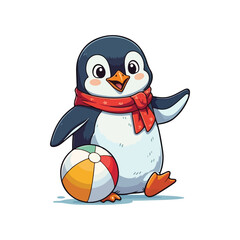 Cute Penguin Standing Cartoon Vector Icon Illustration Animal Nature Icon Isolated Flat Vector
