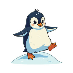 Cute Penguin Standing Cartoon Vector Icon Illustration Animal Nature Icon Isolated Flat Vector
