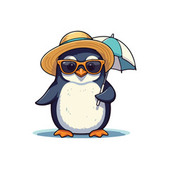 Cute Penguin Standing Cartoon Vector Icon Illustration Animal Nature Icon Isolated Flat Vector