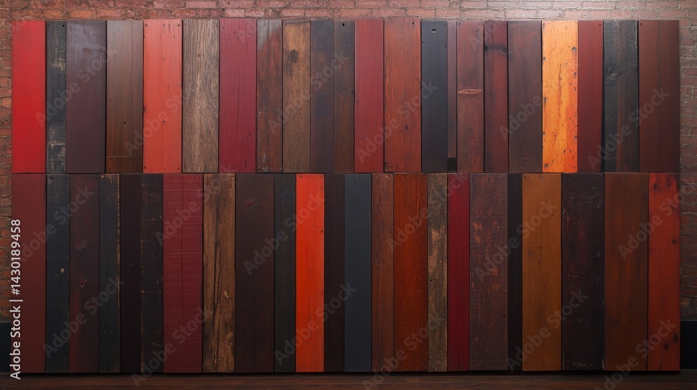 Fototapete rich textures and visible grain highlight reclaimed wood paneling in warm tones, creating a perfect 