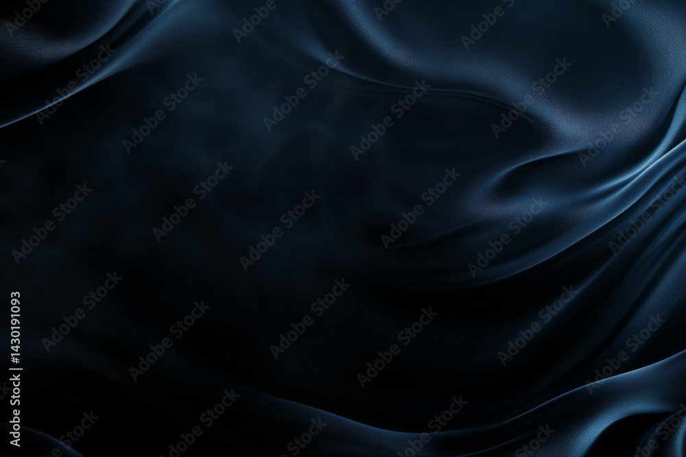 Poster Abstract black wave pattern features elegant curves on a dark background, providing a sophisticated texture with ample copy space for various design uses