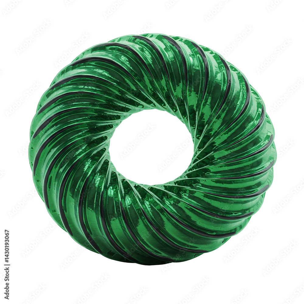 Poster intricately designed green swirl sculpture on transparent background, showcasing unique texture and 