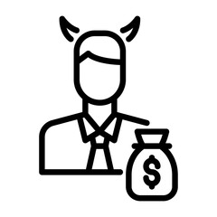 Corruptor outline icon. male politician black line illustration.