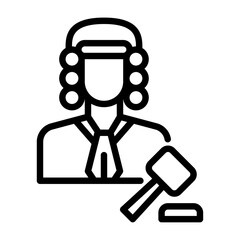 Judge avatar outline icon. justice black line illustration.