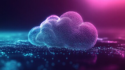 A glowing digital cloud representation with vibrant colors and a futuristic aesthetic.