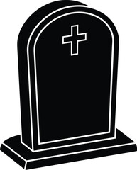 Obraz premium Headstone Silhouette Vector – Simple Black Memorial Illustration