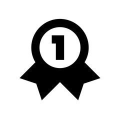 Vector illustration of a gold medal icon with ribbon, a glossy 3d business concept symbol for website design