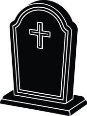 Obraz premium Headstone Silhouette Vector – Simple Black Memorial Illustration