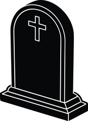 Obraz premium Headstone Silhouette Vector – Simple Black Memorial Illustration