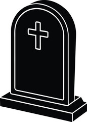 Obraz premium Headstone Silhouette Vector – Simple Black Memorial Illustration