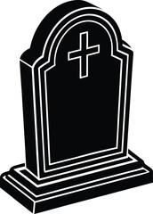 Headstone Silhouette Vector – Simple Black Memorial Illustration