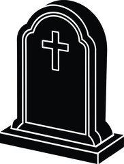 Fototapeta premium Headstone Silhouette Vector – Simple Black Memorial Illustration