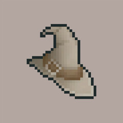 Wizard hat in pixel art design with isolated background