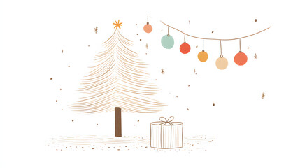 Obraz premium Minimalist style Christmas,Christmas, decoration, Christmas tree,holiday, xmas,winter, decorations,celebration, presents,gift, Santa Claus,ornaments,december,seasonal,art,happy,new year