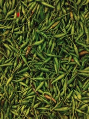 Green Bird's Eye Chili Peppers – Spicy Food Background