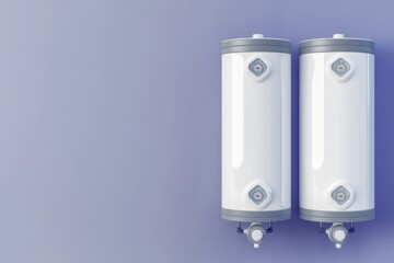Water heating cylinders installed on a wall in a modern residential setting