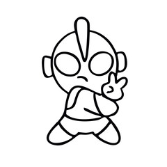 A playful cartoon character striking a cool pose, showcasing confidence and charm with an expressive gesture.