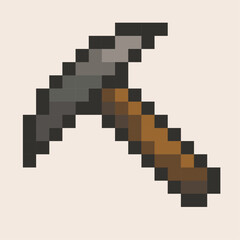 Fototapeta premium An illustration of pickaxe in pixel art cartoon style