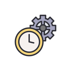 Clock repair colored icons, minimalist vector illustration ,simple transparent graphic element .Isolated on white background