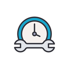 Clock repair colored icons, minimalist vector illustration ,simple transparent graphic element .Isolated on white background