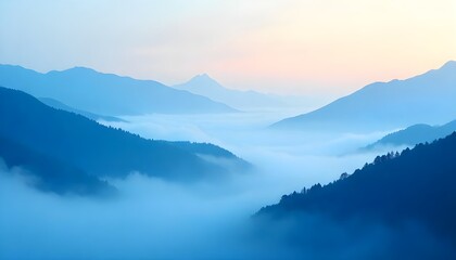 mountain landscape with fog