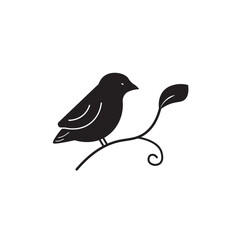 Elegant Bird Logo Vector Template icon vector line logo design illustration outline flat on white background simple icons