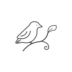 Elegant Bird Logo Vector Template icon vector line logo design illustration outline flat on white background simple icons