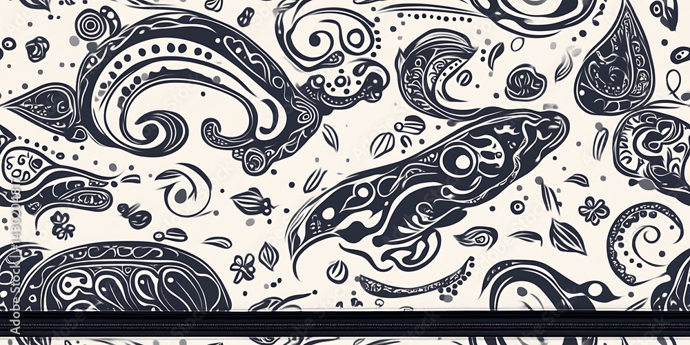 Poster a seamless pattern of paisley shapes with each shape filled with different shades or colors to creat
