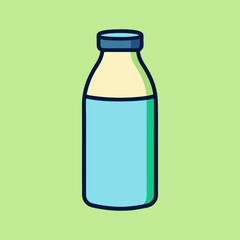 A cartoonish bottle of water, clean and simple, on a light green background