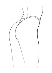 black and white drawing woman body parts butt